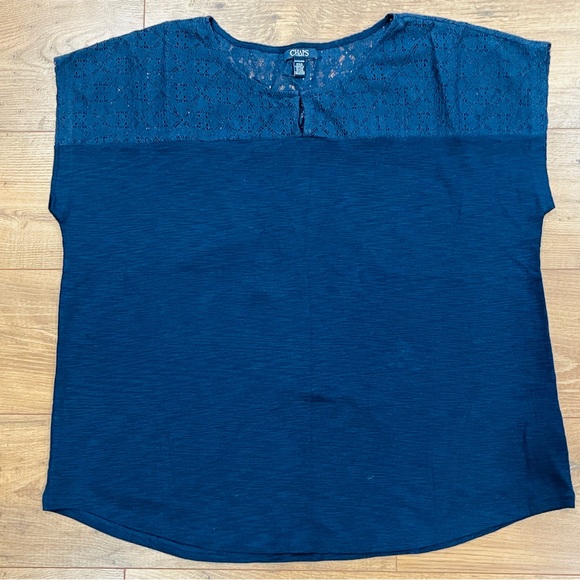 Chaps Tops - CHAPS Sleeveless Women's Tank Top 3X Navy Blue Lace Blouse Plus Sz‎ 3XL